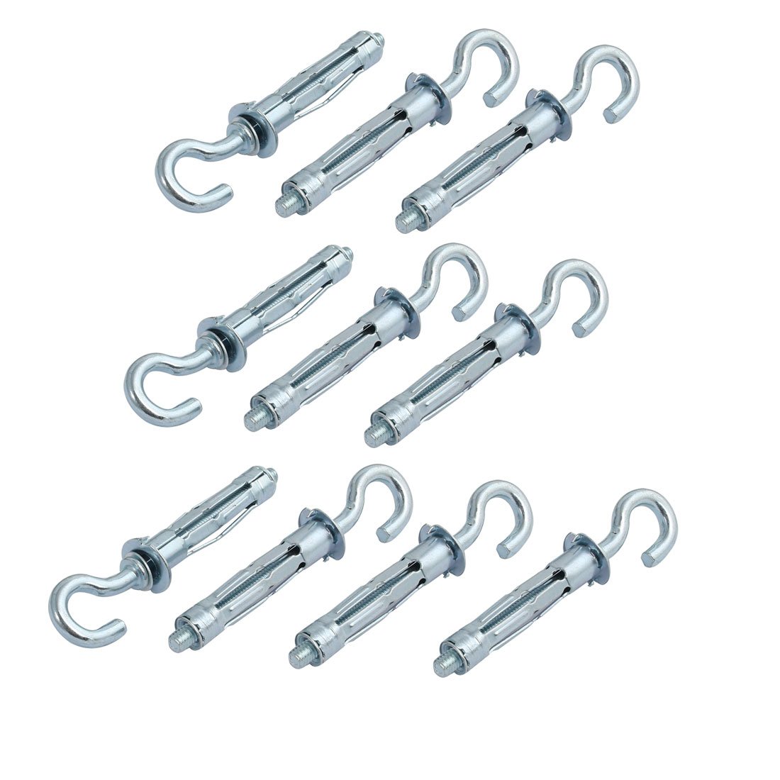 Sourcingmap 10Pcs M6 Thread 52mm Length Zinc Plated Hollow Wall Anchor Eye Screw Hook Assortment