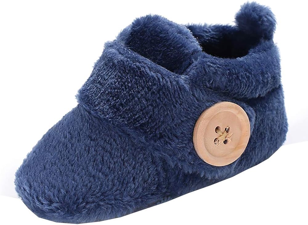Newborn Baby Girls Boys Slippers Warm Fur Infant Boots Toddler Slip On Booties Navy 612 Months