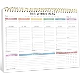 Undated Weekly Planner - 8.5" x 11" Undated Daily Productive Weekly To Do List Notepad for Home, Work, School, Projects, 52 Weeks, Clean Colorful Design