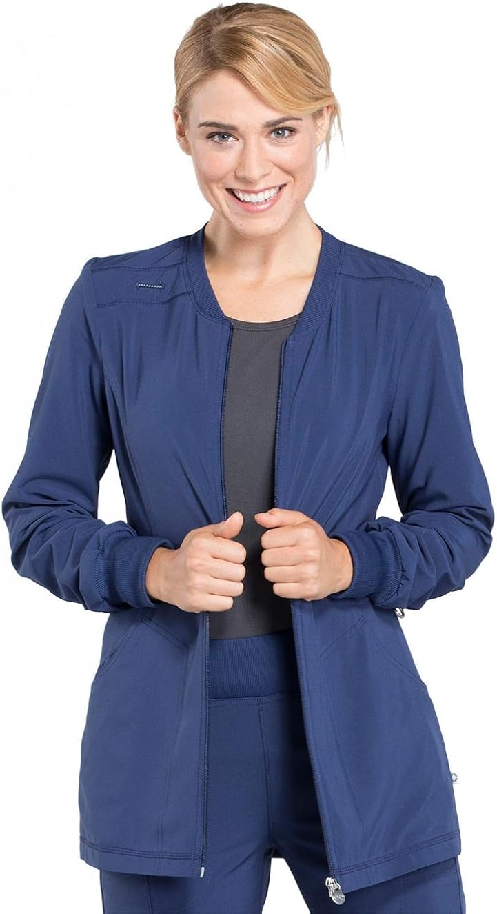 CHEROKEE Infinity Zip Front Warm-Up Scrub Jacket: Clothing