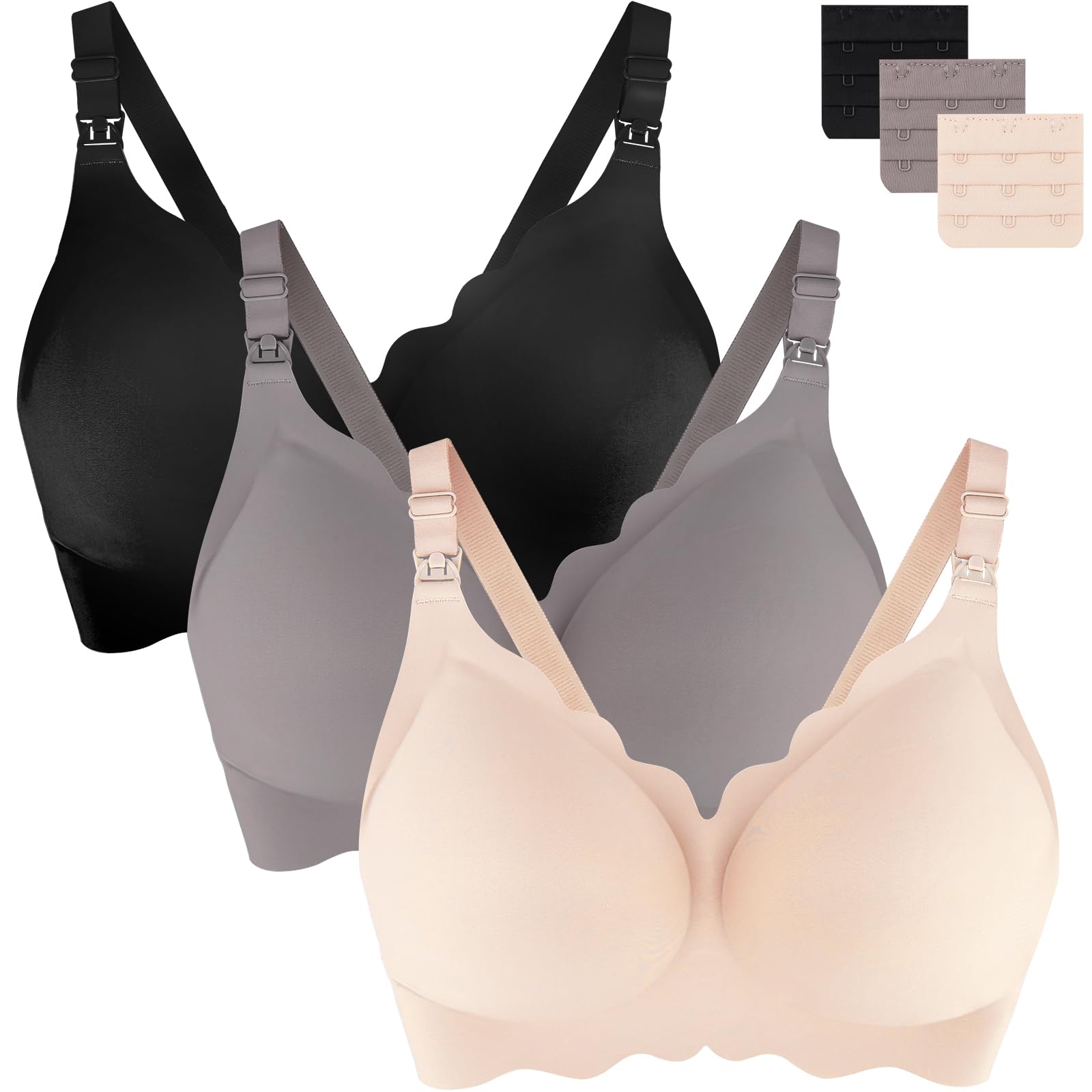 Photo 1 of UHdod Supportive Nursing Bras for Breastfeeding with Extender, 3 Packs Seamless Wireless Maternity Bra for Pregnancy, Breastfeeding Bras for Women, Maternity Pregnancy Bras for Women XXL
