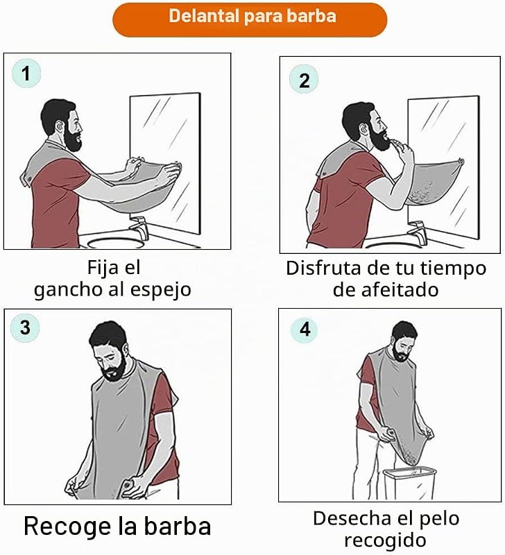 Avental masculino para barba, rapado, impermeável, não adesivo, com 2 ventosas, presentes para homens, — foto 4 de 8
