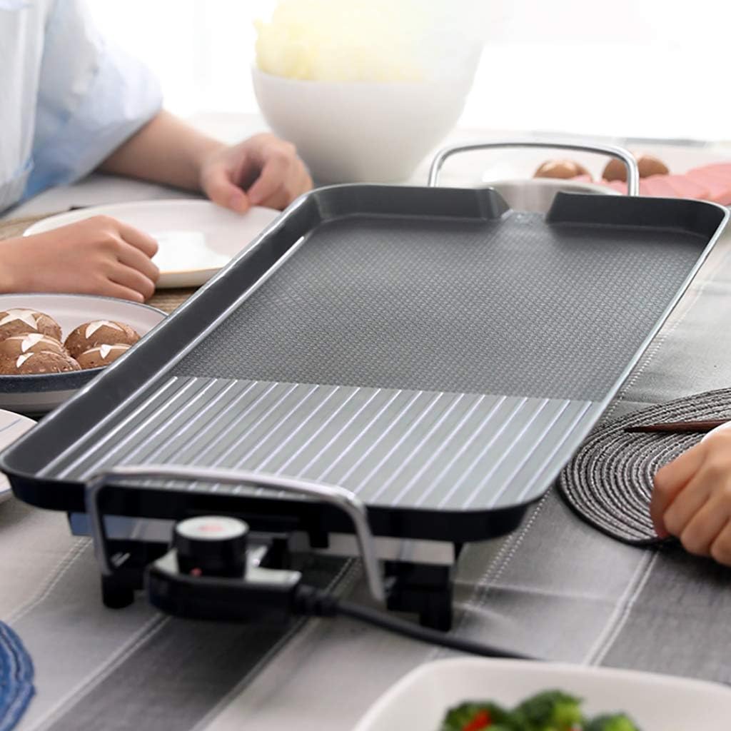 review Electric Smokeless Grill, Teppanyaki Electric Grill for Indoor BBQ, 5 Levels of Temperature Adjustment, Washable (Black)