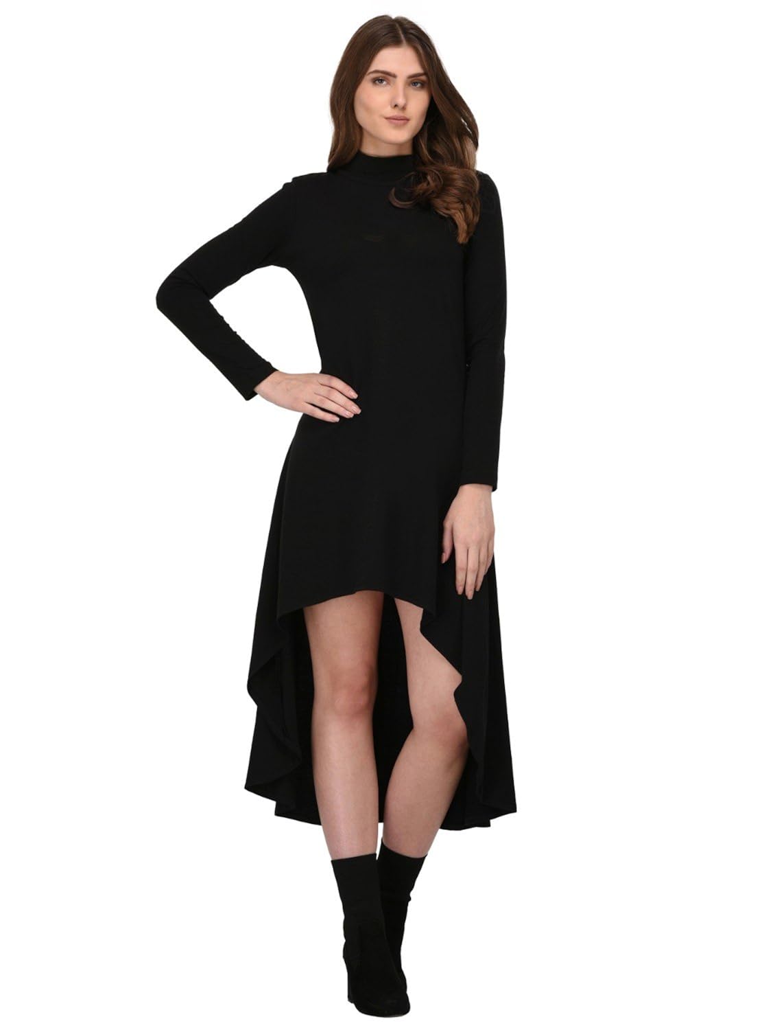rigo black high low dress for women