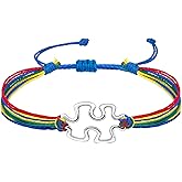 yfstyle Autism Awareness Bracelets Handmade Adjustable String Autism Heart Puzzle Bracelet Autismo Month Accessories Gifts