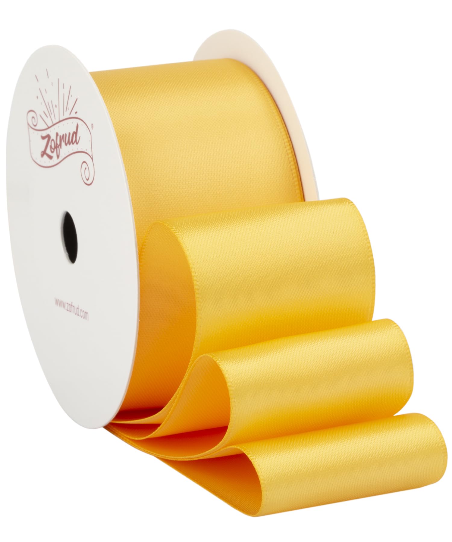 Zofrud Yellow Gold Satin Ribbon 38mm x 9 Meters - Ideal for Crafts, Gift Wrapping, Flower Bouquet, and Weddings