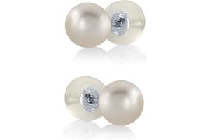 THE PEARL SOURCE White Japanese Akoya Pearl Stud Earrings for Women – Genuine Cultured Pearls, Hypoallergenic Jewelry with Secure 14k Gold Backing, Elegant Gift Box Included