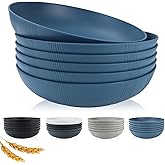 PYRMONT 10inches Large Pasta Bowls Set of 6-65oz Wheat Straw Bowl,Bowl Plates,Large Plastic Bowls Reusable for Pasta,Salad,Soup,Unbreakable & Lightweight Plates for Kitchen,Dishwasher Safe,BPA-Free