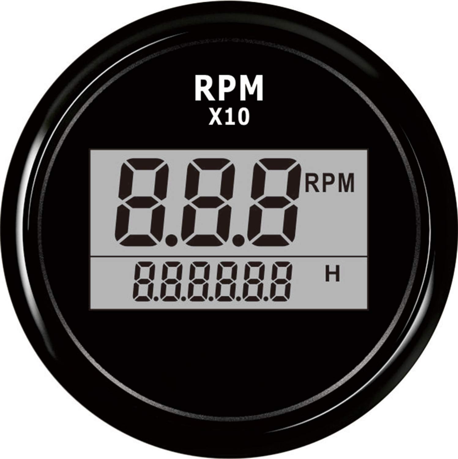 SEAWELL Boat Digital Tachometer W/Hourmeter Marine Outboard Engine Tachometer Gauge 52mm (BB)
