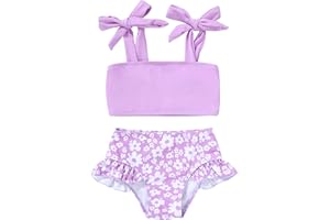 YOUNGER TREE Toddler Girls Two Pieces Swimsuit Color Block Stripe Swimwear Summer Beach Bathing Suit 18M-5T