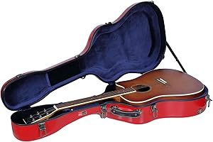 Crossrock Dreadnought Acoustic Guitar Case – Fits 40"/41" Guitars | Fiberglass Shell, Plush Interior, Backpack Straps, TSA Lock-Red(CRF2021DRD)