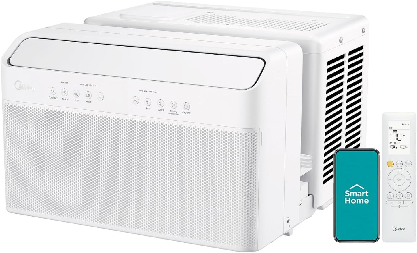 Photo 1 of ** FRONT PANEL IS LOOSE**
Midea 12,000 BTU U-Shaped Smart Inverter Window Air Conditioner–Cools up to 550 Sq. Ft., Ultra Quiet with Open Window Flexibility, Compatible with Alexa/Google Assistant, 35% Energy Savings (Renewed)
