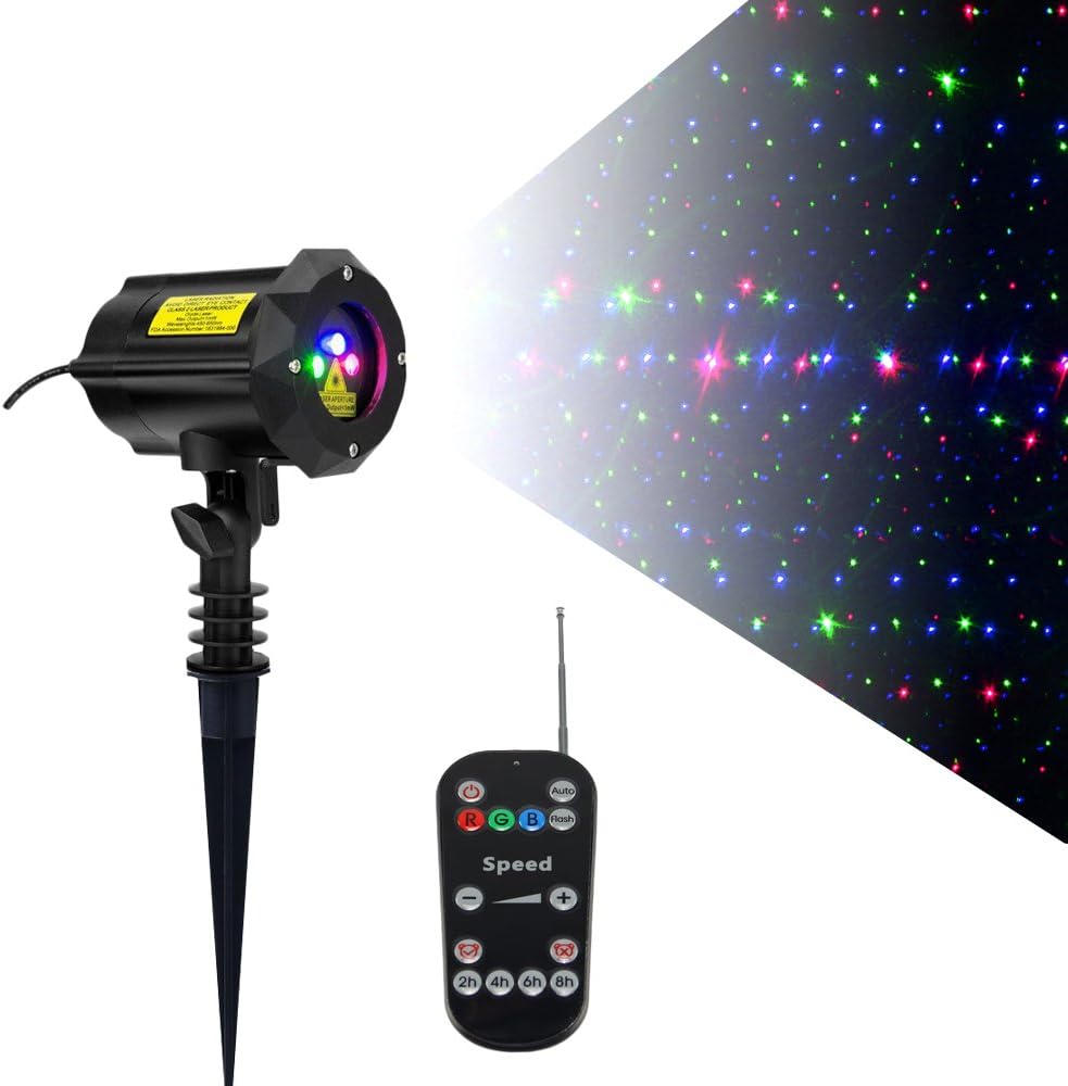 Poeland Garden Lights Star Christmas Projector Moving Firefly Lighting LEDs Color Blue Green Red, Rgb - Image 3
