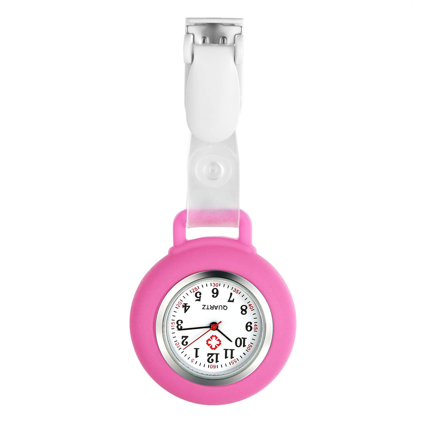 Avaner Nurses Fob Watch Snap Lapel Watch Hanging Fob Watch with Silicone Cover for Nurses Doctors (7 Colors)