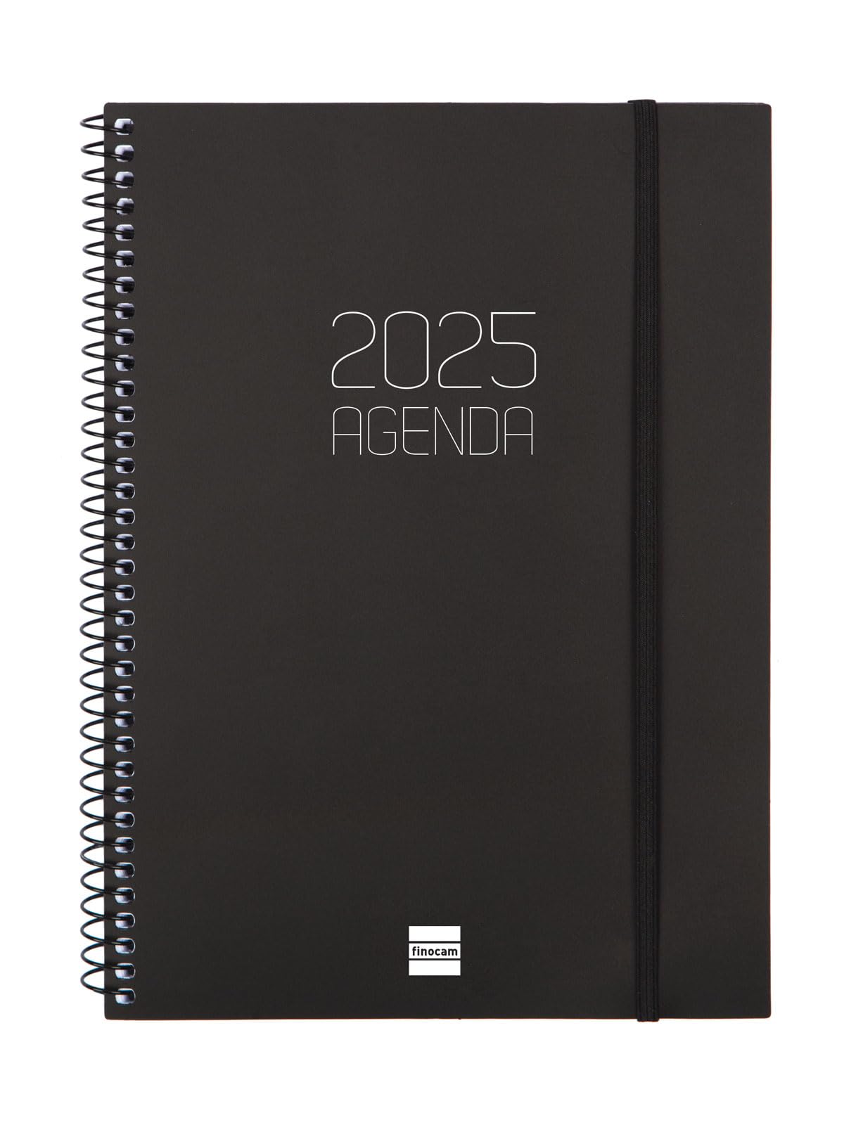 Finocam - Spiral Agenda Opaque 2025 Week to View Vertical January 2025 - December 2025 (12 months) Black Spanish