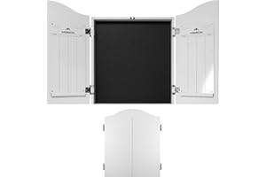 Mission Darts Heavy Duty Deluxe Wooden Dartboard Cabinet, White, (CAB011)