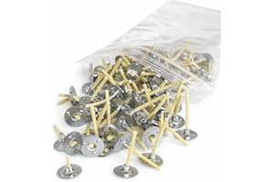 Tealight Candle Wicks 100 Count – #2/0 Beeswax Coated Cotton Wicks with Aluminum Base, 1⅛" (30mm), Candle Making Supplies
