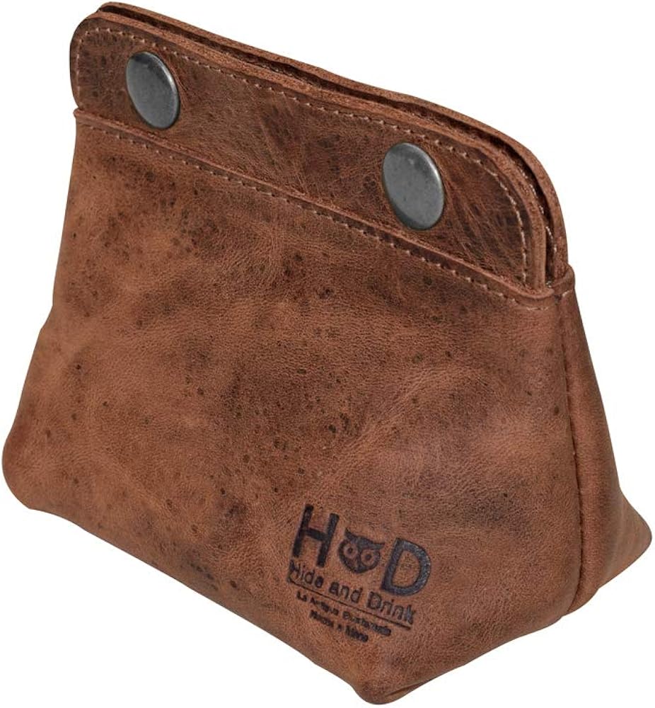 Hide & Drink, Leather Double Snap Pouch, Coin Purse, Cash & Card Holder, Cable Organizer, Makeup, Handmade Includes 101 Year Warranty :: Bourbon Brown