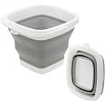 TOSSOW Collapsible Plastic Bucket 10L (2.64 Gal) - Space Saving Square Tub For Car Wash, Camping, Fishing