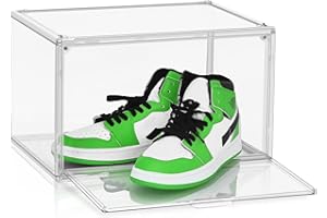 DAYOOH Size 14 Acrylic Sneaker Shoe Display Case Transparent Shoe Box Storage Bins Clear Plastic Stackable Boot Handbag Organizer Containers with Lids for Shoes, Figure, Collectible, Purse, 1Pack