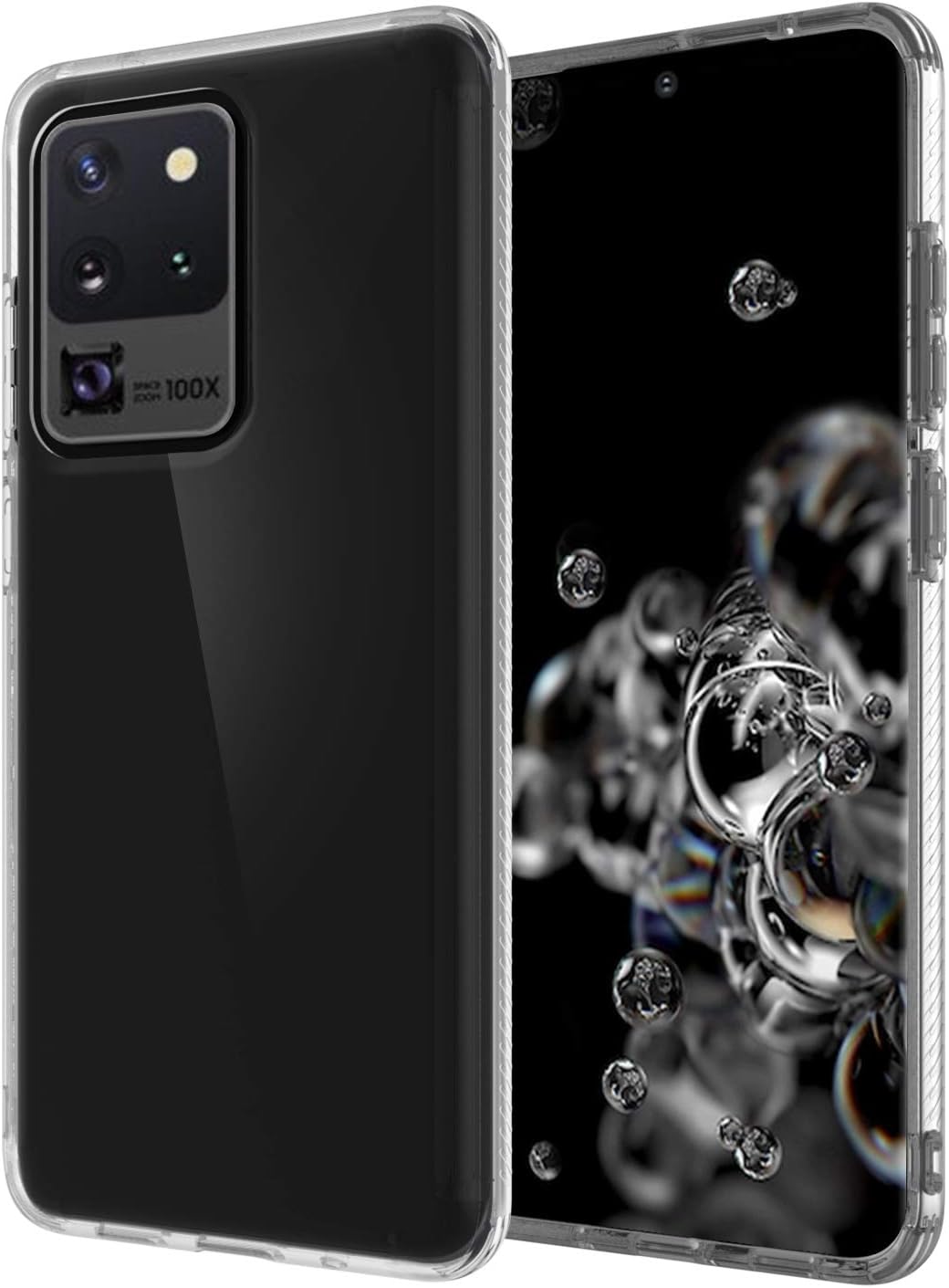 AMENQ Case for Samsung Galaxy S20 Ultra, Crystal Protective Ultra Thin Flexible Transparent TPU Bumper Shock-Absorbing and Scratch-Resistant Armor Phone Cover for Galaxy S20 Ultra 6.9 inch -Clear