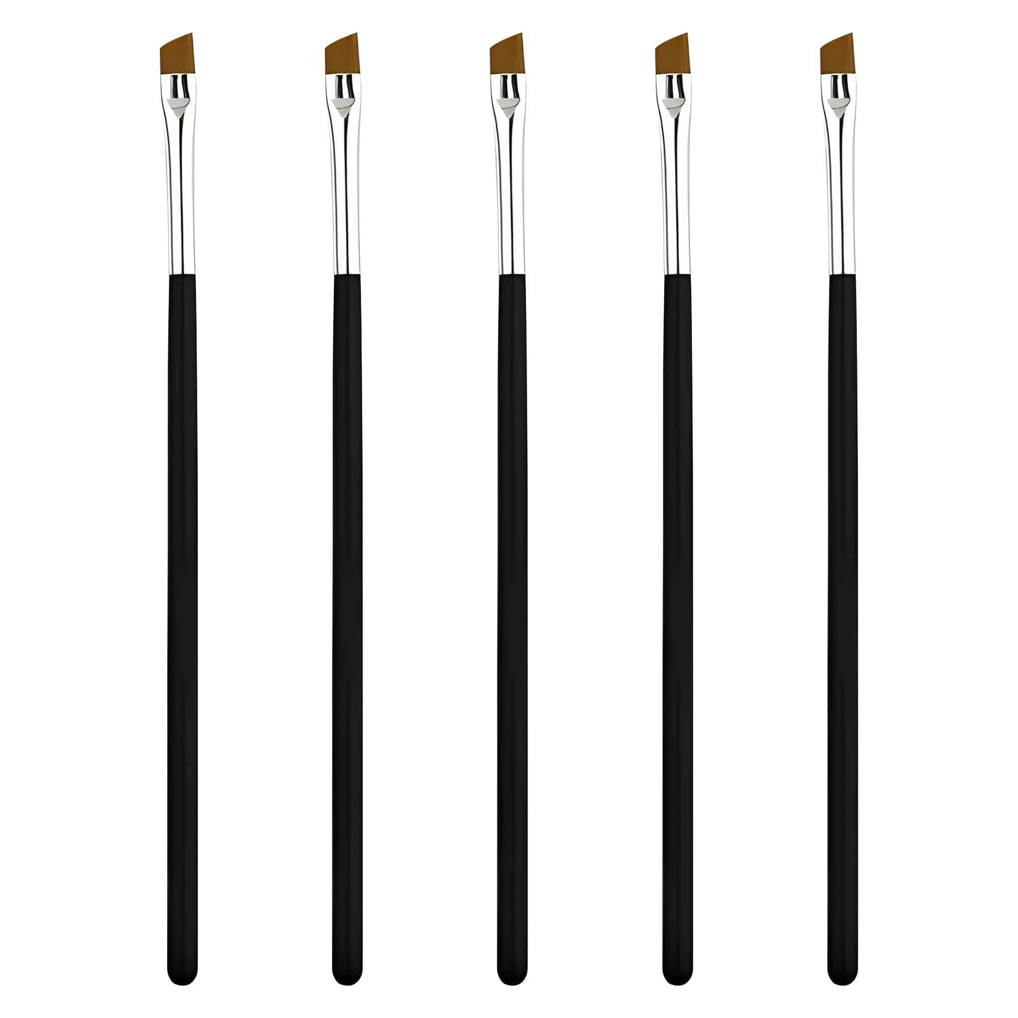 FATASH 5 PCs Angled Eyeliner/Eyebrow Brush, Ultra Thin Flat Tip for Precision Lining/Shaping Eye Brow, Winged Liner Use with Gel, Liquid & Cream Liner, Professional Eye Makeup Tool