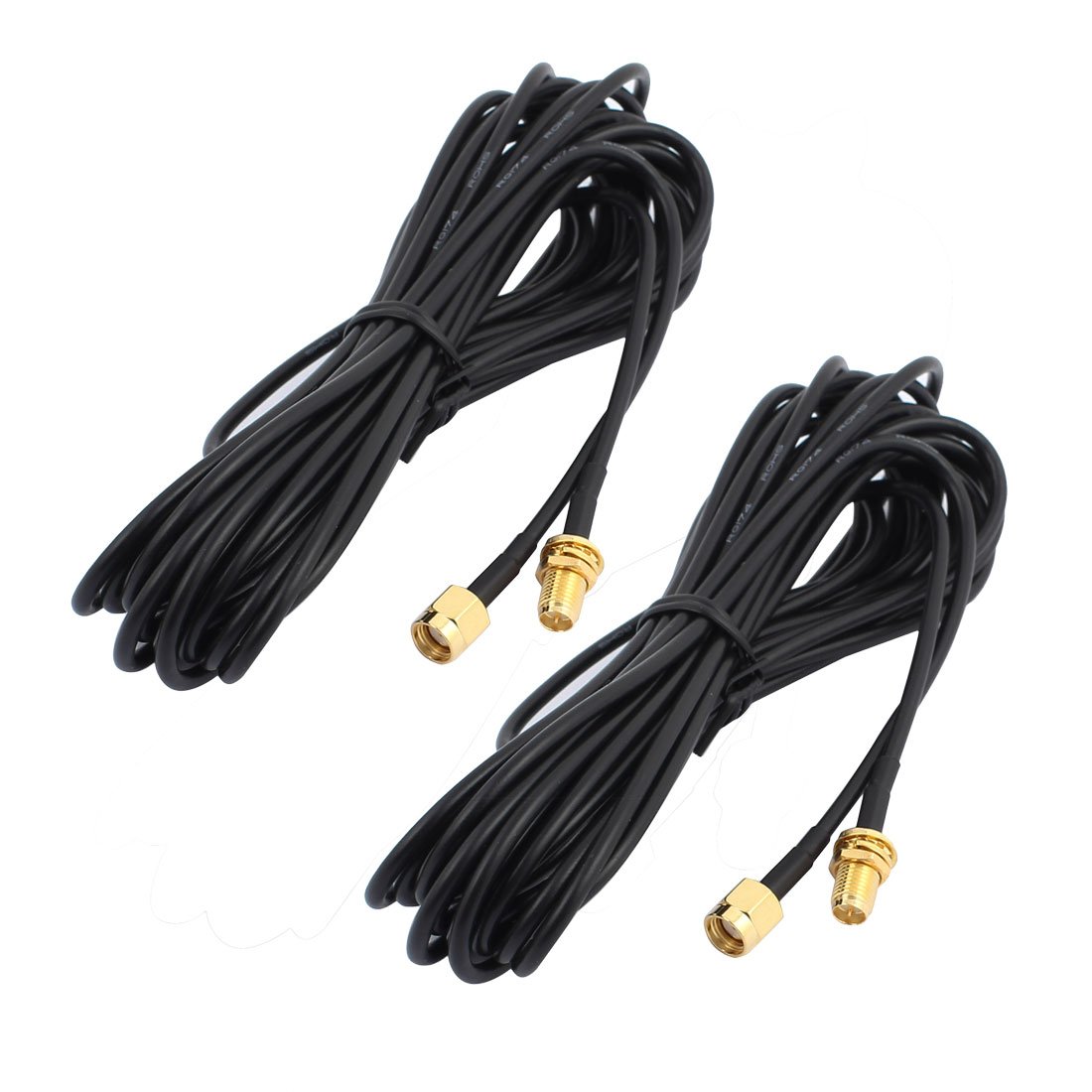 sourcing map 2Pcs 5m RG174 Antenna Extension Cable RP-SMA Male to Female Connector Pigtail Cable