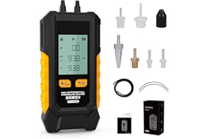 PLAYOCCAR PT503 Manometer Gas Pressure Tester,Dual-Port HVAC Digital Manometer with Range of -100 to 200 KPa, 6 Units, Data Retention, 7Adapters,
