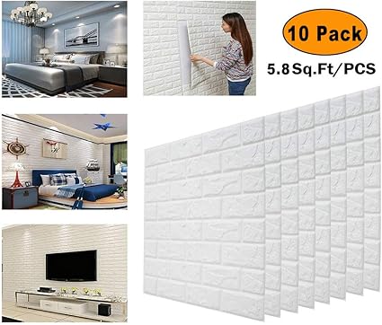 Kimmyer 10 PCS 3D-Wandpaneele 27,5 x 30 Zoll, 58 Quadratfuß 3D