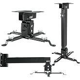Homcine Universal Projector Ceiling or Wall Mount Black with Extendable Arms, Adjustable Height 16.9-25.6 inches Bracket, Low Profile Quick Release Projector Holder for Epson, Optoma, Benq, ViewSonic
