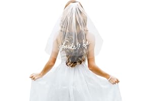 WALIAH Bride To Be Embroidered Veil, Bride Veil for Bachelorette Party White Veils for Brides Accessories for Bridal Showers Favor