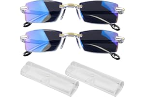 No Blue Vision Glasses 2 Pairs Anti Blue Light Presbyopia Glasses Self Adjusting Automatic Zoom Reading Lightweight with Box 