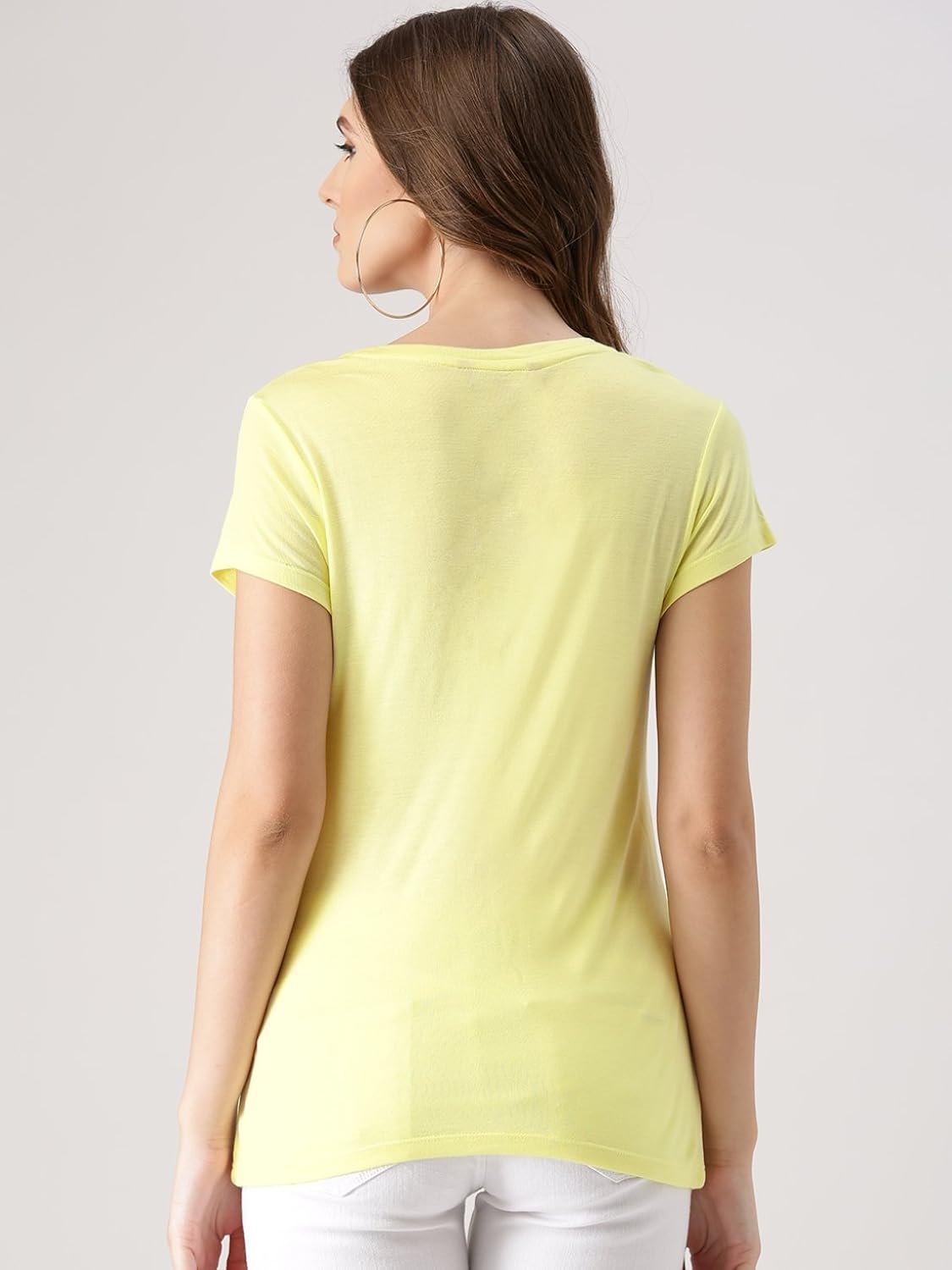 marie claire women's viscose t-shirt (mc508a--xl, yellow, x-large)