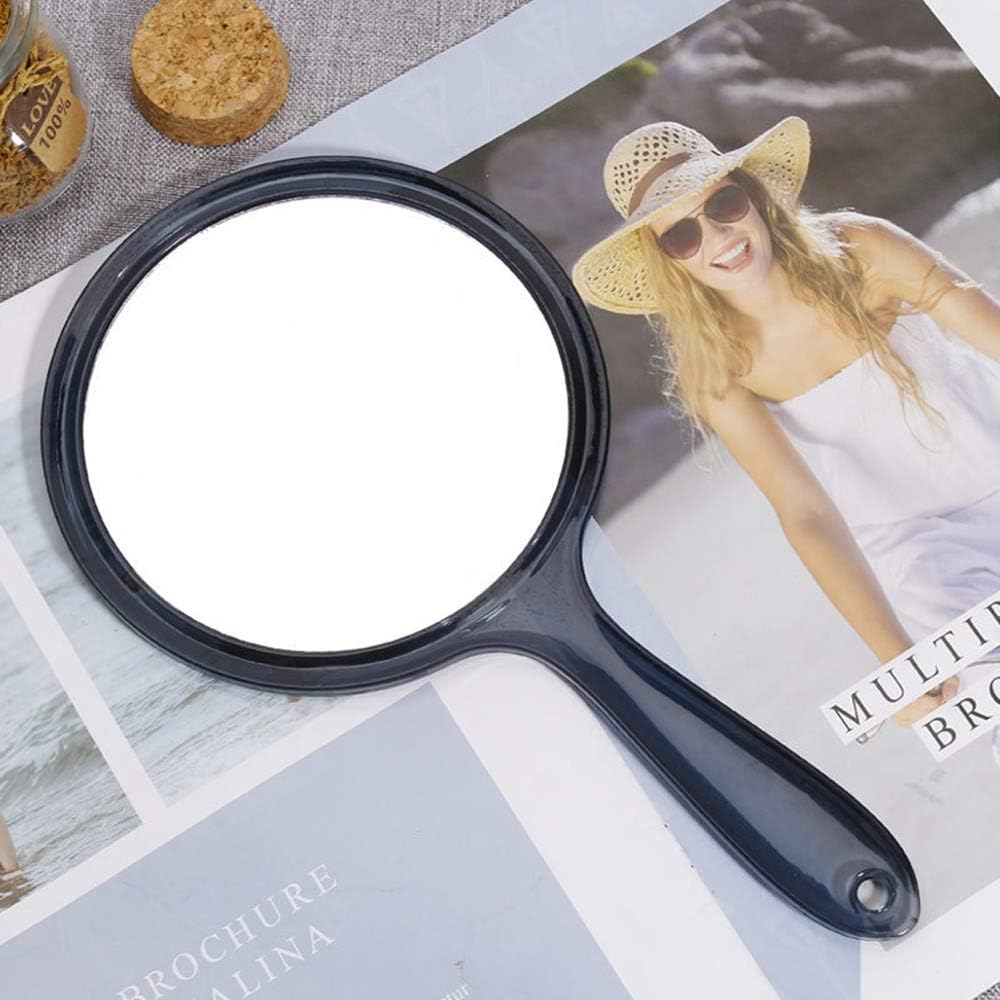 Aestivate Double-Sided Magnifying Makeup Hand Mirror, 3X 1x Large Travel Handheld Mirror Cosmetic Mirror Acrylic Round Handy Clear Finish (Black): Furniture & Decor