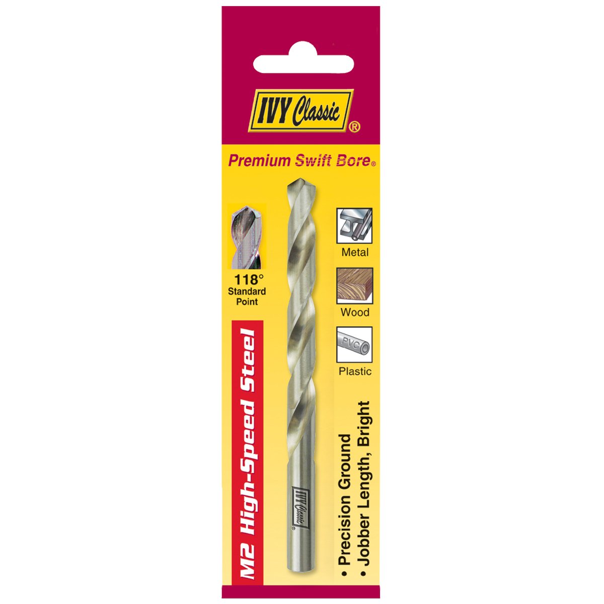 IVY Classic 01122 11/32-Inch M2 High Speed Steel Drill Bit, 118-Degree Point, 1/Card