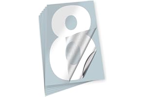 iSYFIX White Vinyl Number 8 (Eight) Stickers - 6 Pack 8 inch Self Adhesive - Premium Decal Die Cut & Pre-Spaced for Mailbox, Signs, Door, Cars, Trucks, Home, Business, Address Number, Indoor & Outdoor