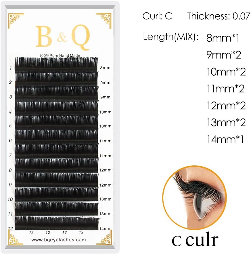 Eyelash Extensions Faux Mink Lashes Volume Lash Extensions Lash Extension 0.07/0.10/0.15/0.20 C/D curl (C-0.07 mm, 8-14 MIX)