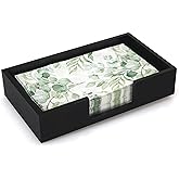 Black Wooden Napkin Holder Guest Towels Holder Flat Bathroom Napkins Holder Disposable Hand Towel Tray Cocktail Napkin Holder for Table Kitchen Counter Modern Paper Towel Holder Basket Accessories