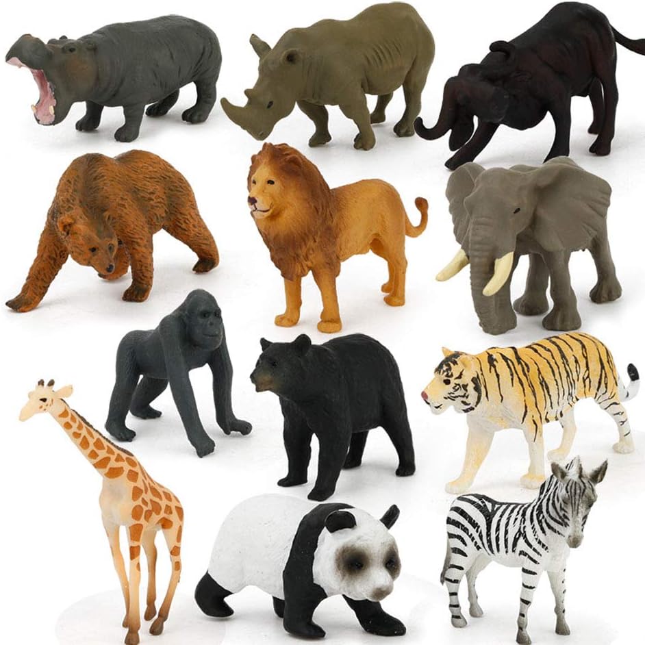 Mayyou Educational Dinosaur Toy, Animal Model Dinosaur Fish Tiger Lion Cow Model 12 PCS