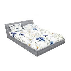 Lunarable Watercolor Flower Fitted Sheet & Pillow