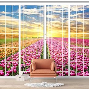 Wall Murals for Bedroom Vies from French Window Design Removable Wallpaper Peel and Stick Wall Stickers - 66x96 inches