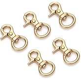WUTA Solid Brass Trigger Snap Hooks Lobster Clasps Swivel Trigger Snap Hooks for Straps Bags Belting Leathercraft Heavy Duty Clips