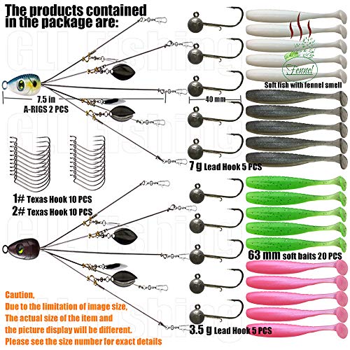 5 Arms Alabama Rig Fishing Lure, Umbrella Rig with Spinner for Striper