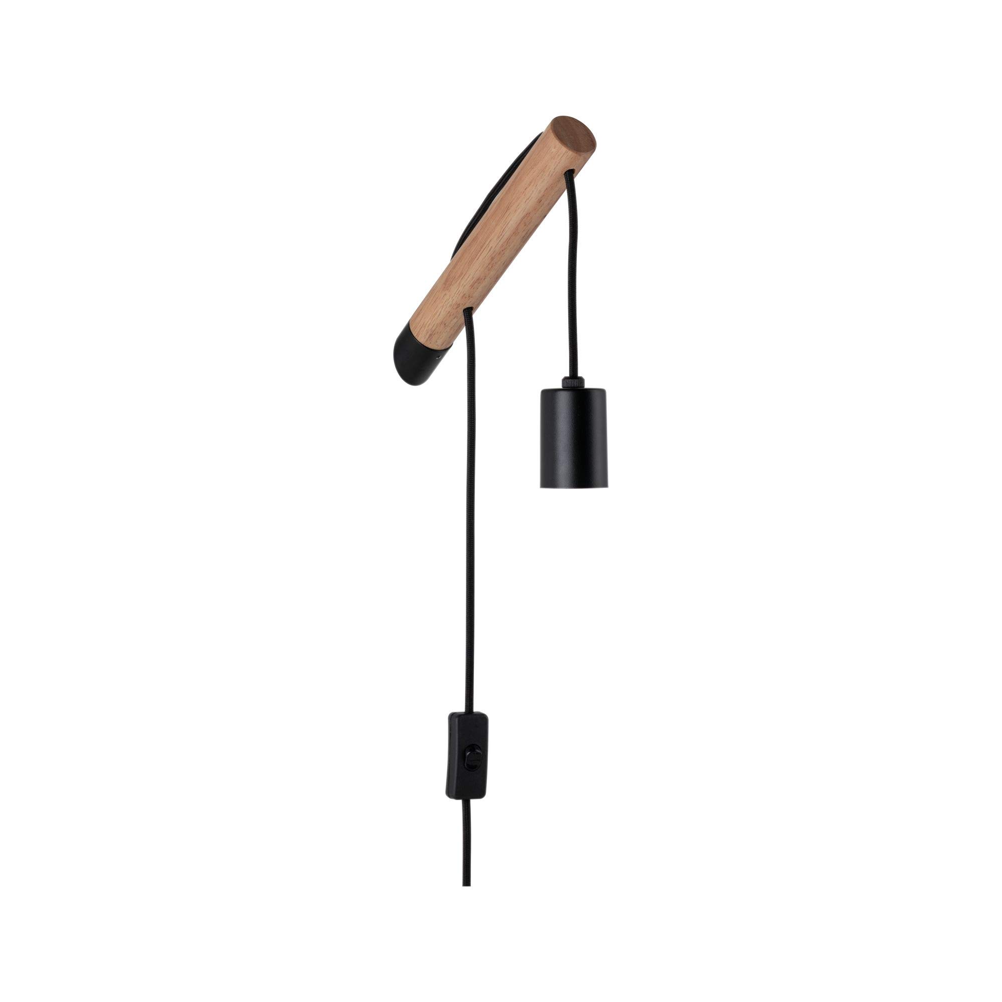 Paulmann 78914 Kian Wall luminaire max. 40 watts Wall-Mounted Reading lamp Wood, Black Reading luminaire Metal, Wood Wall lamp E27