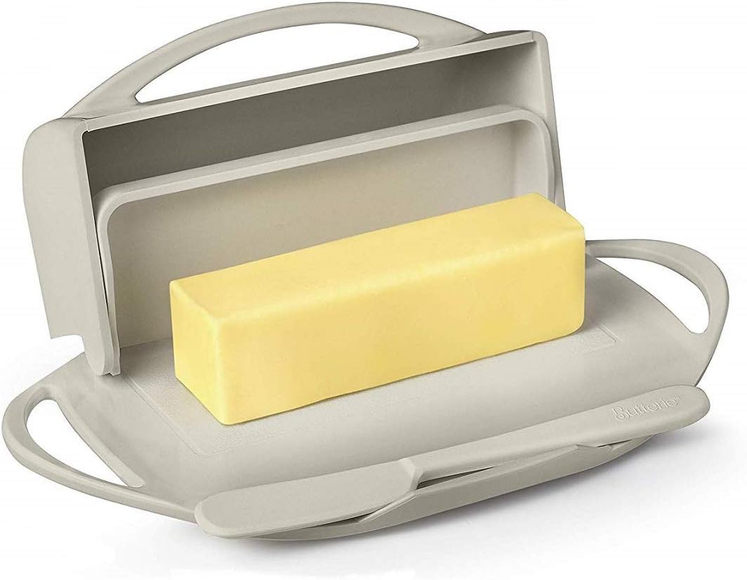 Butterie Flip Top Butter Dish For Countertop or Refrigerator, BPA Free, Ivory
