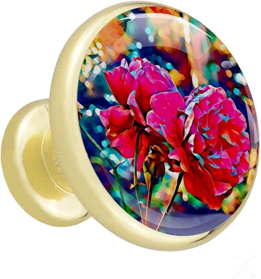 Handbemalte Rose Pink Gold Metall Küche Schublade Schrank Knöpfe