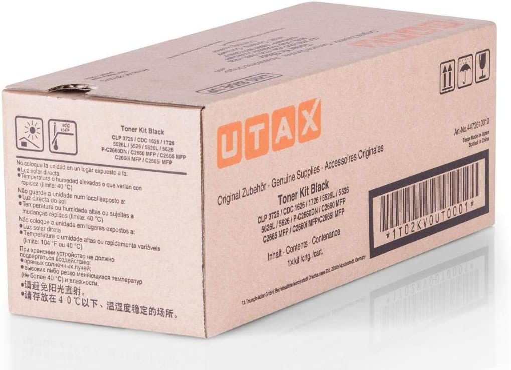 Utax Toner CDC1726 Toner for Laser Printers (Cartridge, Black, Laser, CDC1726, Black, 5 – 35 °C)