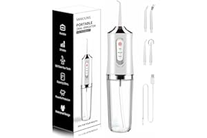 Cordless Water Flosser for Teeth – Rechargeable, IPX7 Waterproof, 3 Modes & 4 Jet Tips for Travel, Home and Braces Care (Whit