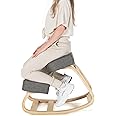 Giantex Kneeling Chair, Wood Posture Chair, Max Load 330 Lbs, Rocking Knee Chair with Soft Cushion, Natural Relief for Back, Shoulder or Neck Pain, Ergonomic Kneeling Chair for Office Home