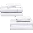 California Design Den 2-Pack Queen Bedsheet Sets - 400 Thread Count 100% Cotton Sateen - Extra Soft, Breathable & Cooling Sheets, Wrinkle Resistant, 2 Sets of Deep Pocket Bed Sheets - Bright White
